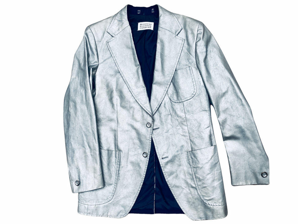 0 Artisanal 1999  Silver Painted Blazer Jacket