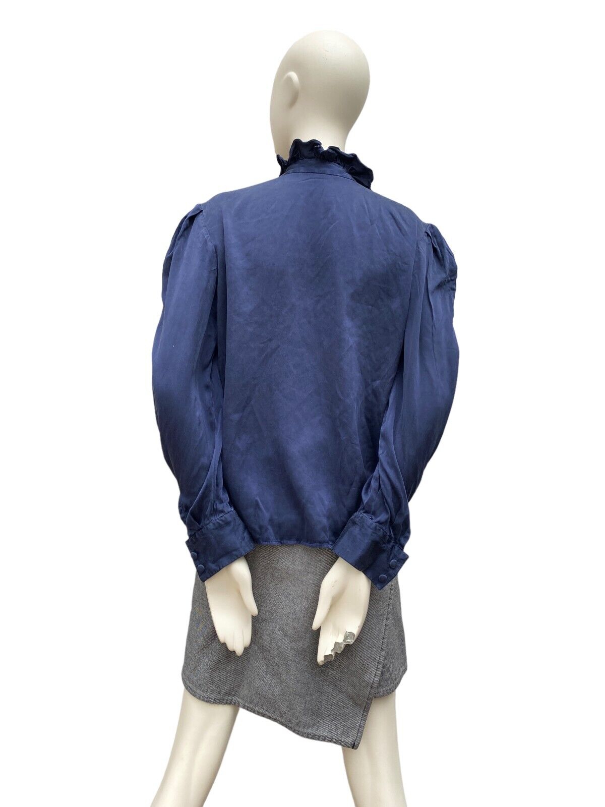 Vintage Navy Fringed Silk Top