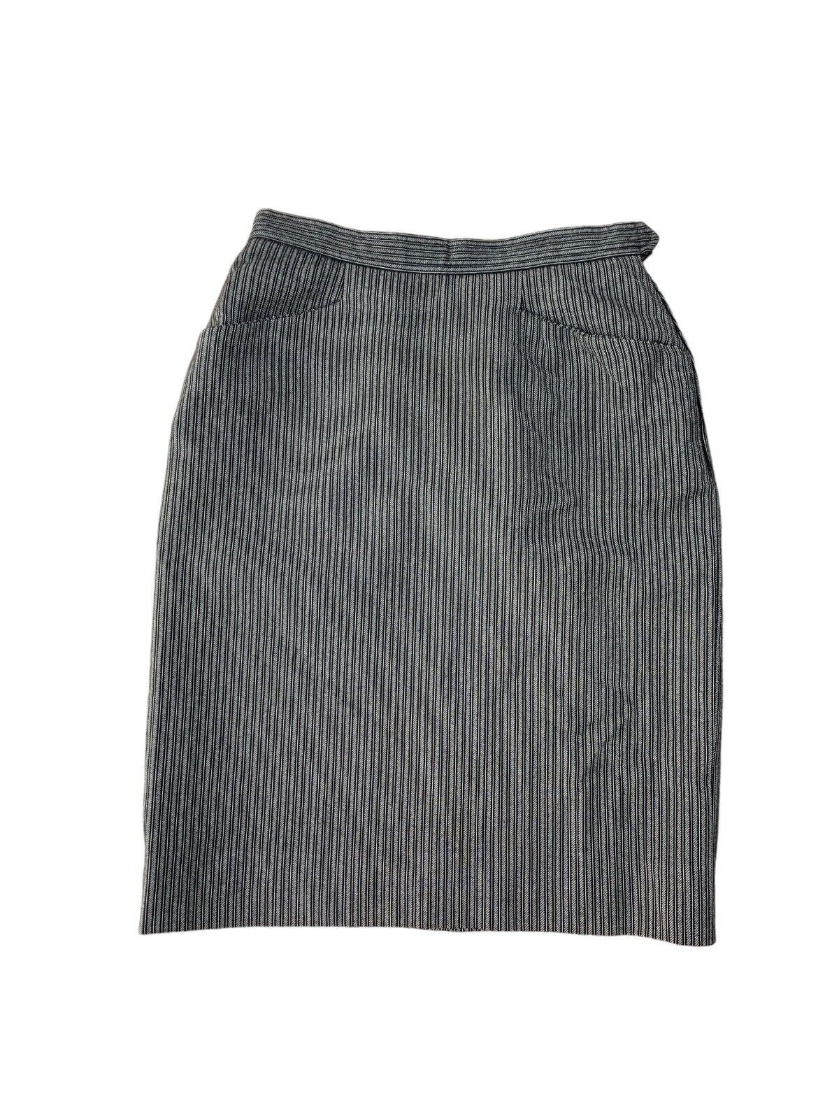 Rive Gauche   Vintage Archive Grey Wool Striped Skirt