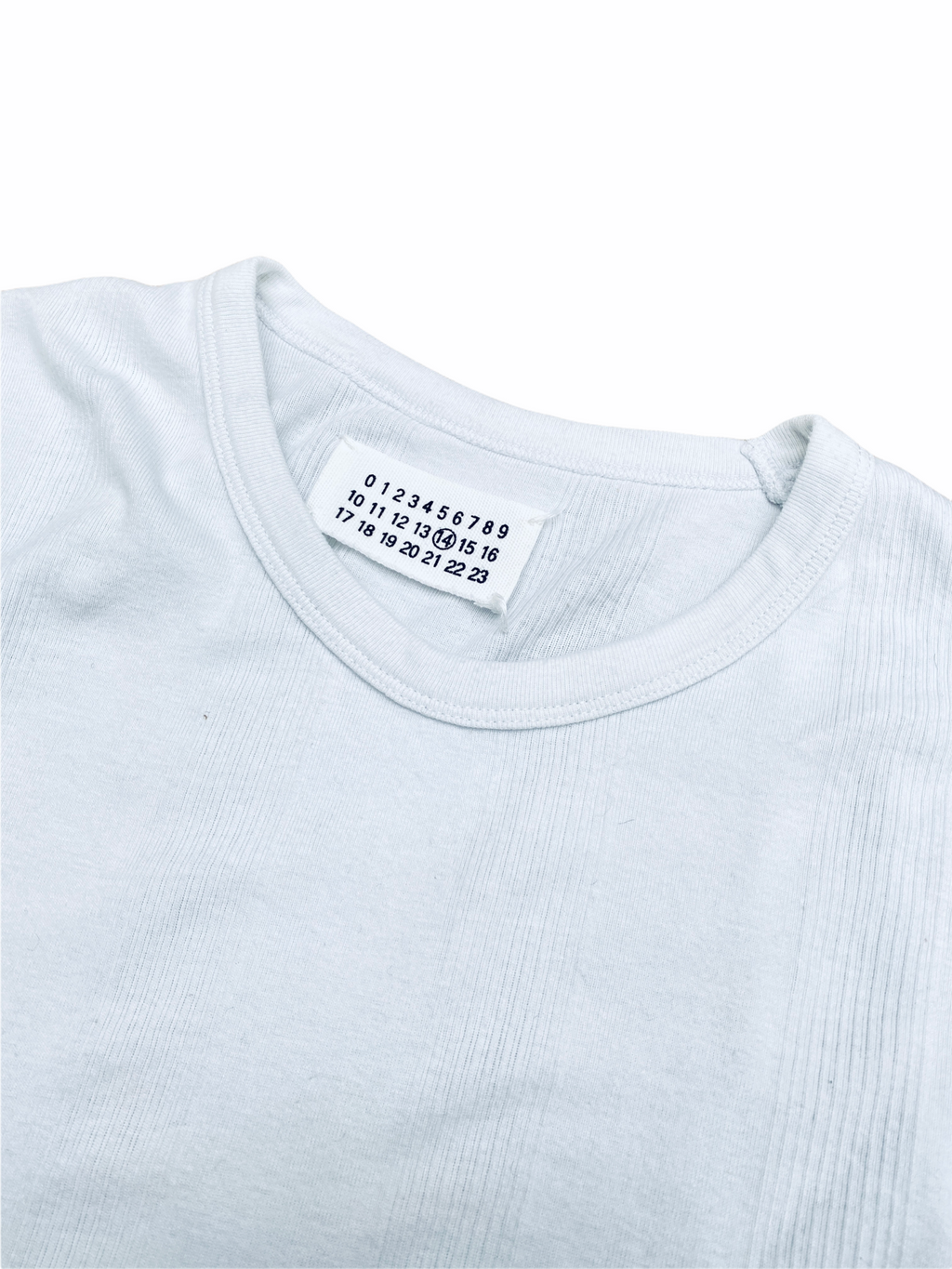 White Ribbed Knit T-shirt