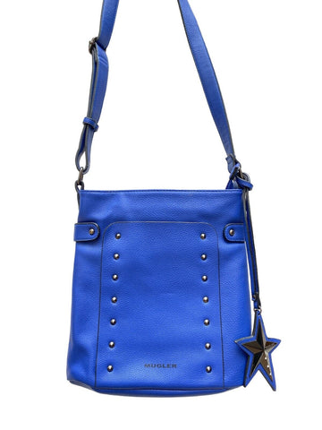 Vintage Blue Leather Handbag Shoulderbag   One size