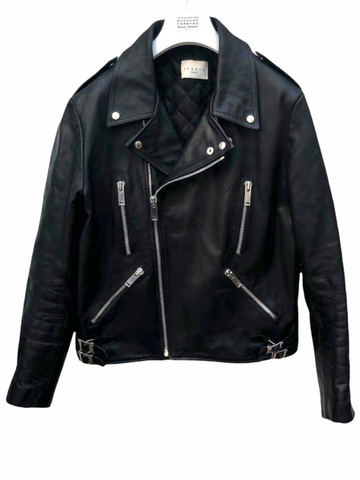 Black Biker Leather jacket Size XL