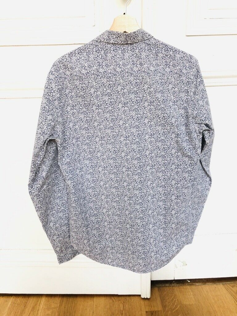 Sandro Blue Flowers Patterns Shirt Size S