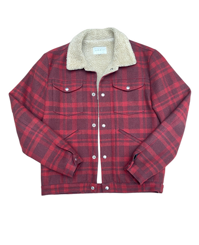 Red Wool check  Shearling jacket