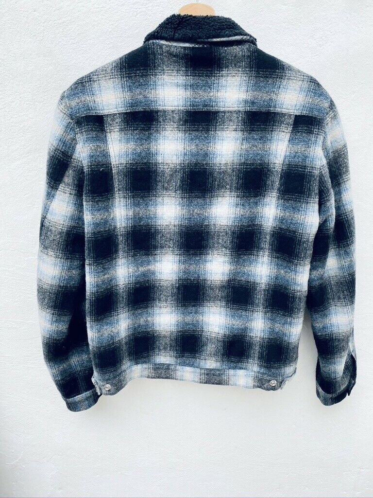 Sandro Checkered Plaid Shearling Jacket Size S