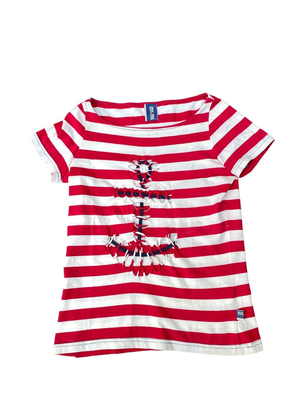 Striped Anchor T-shirt Women Size L fits M to L