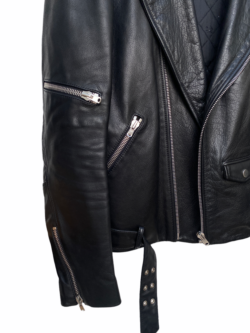 Black Leather Biker Jacket Belted