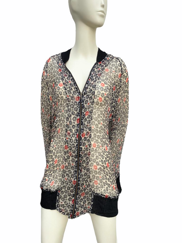 Transparent Leopard silk floral jacket