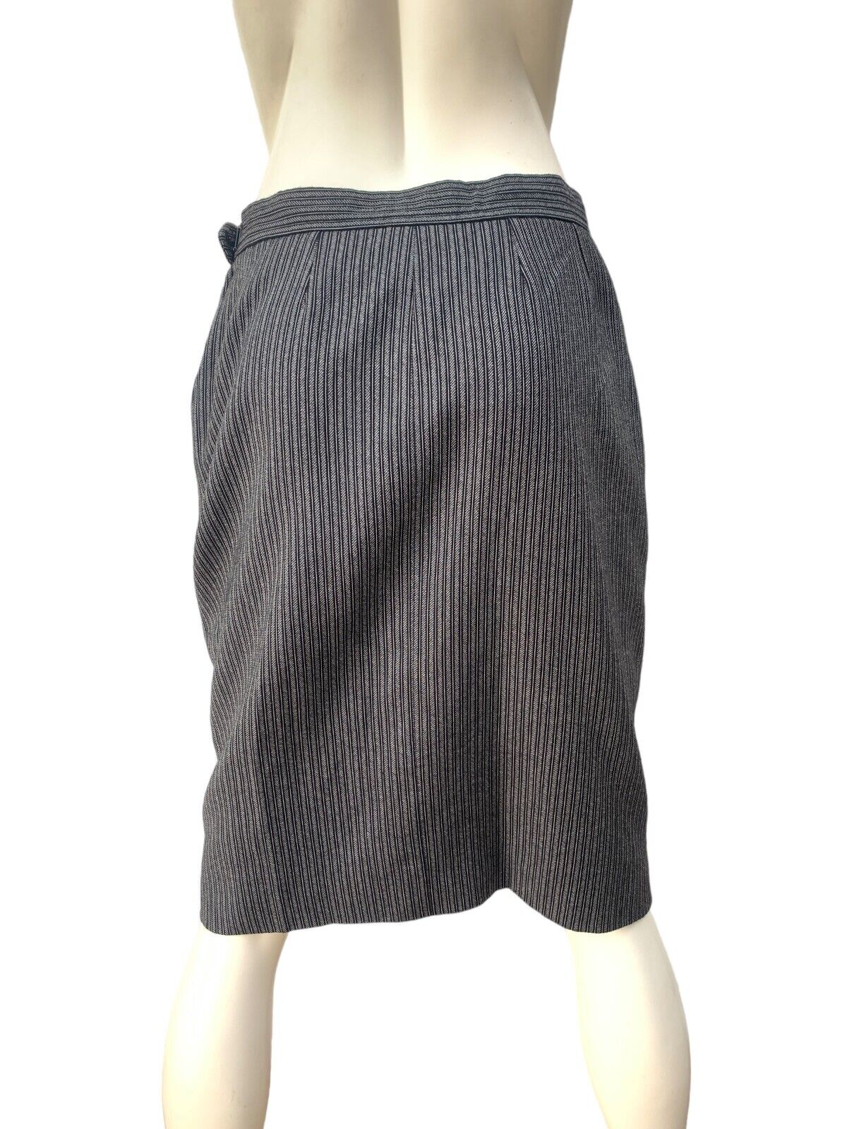 Rive Gauche   Vintage Archive Grey Wool Striped Skirt