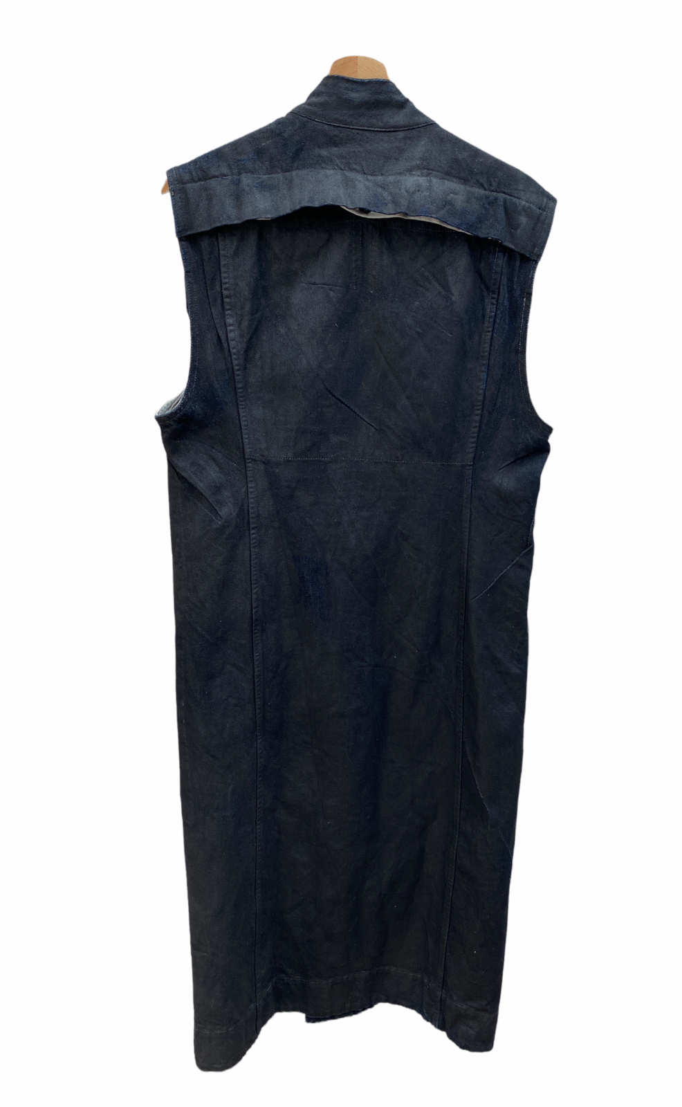 Rare  Waxed Black denim sleeveless coat