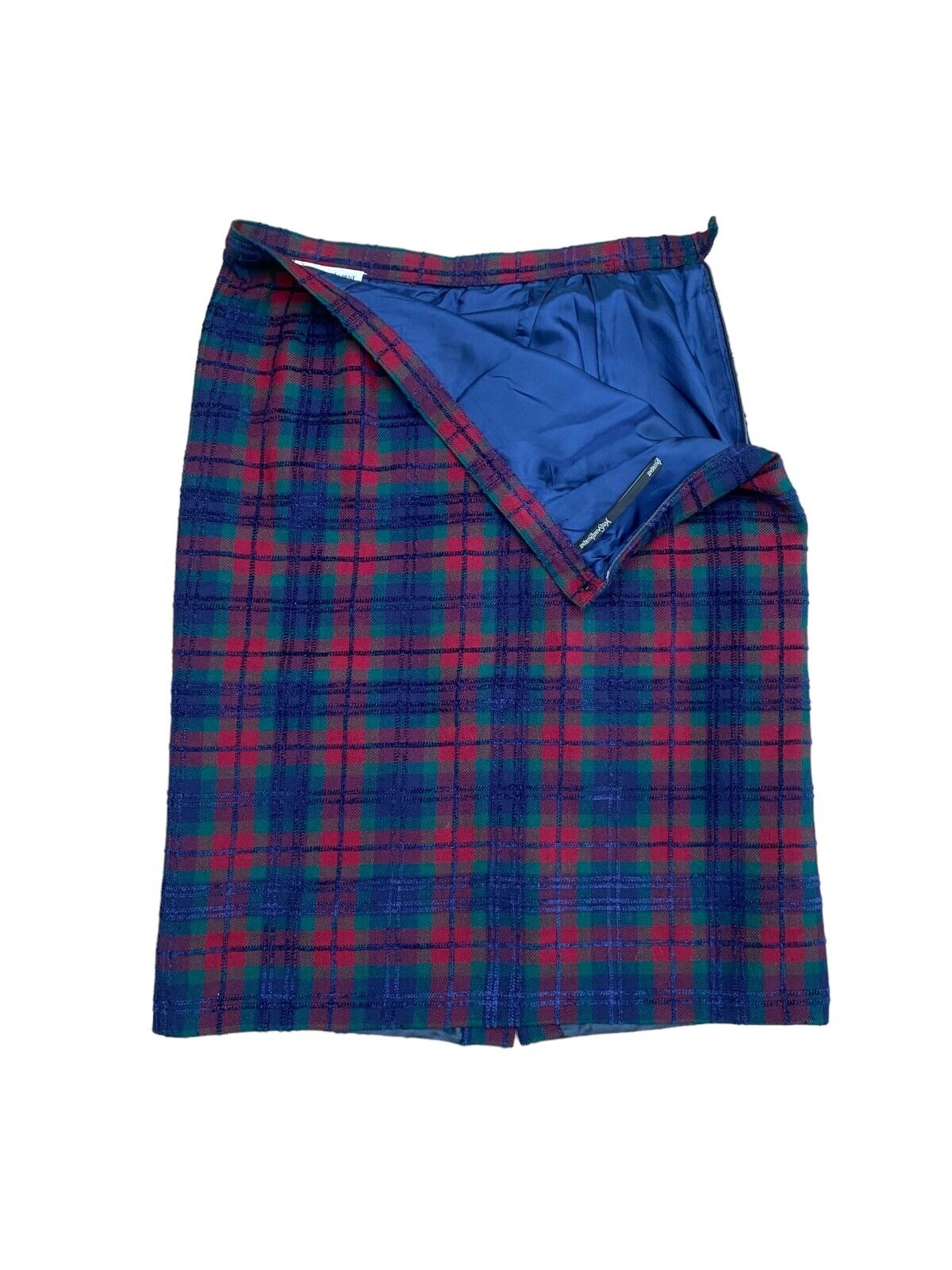 Vintage red green checkered wool skirt
