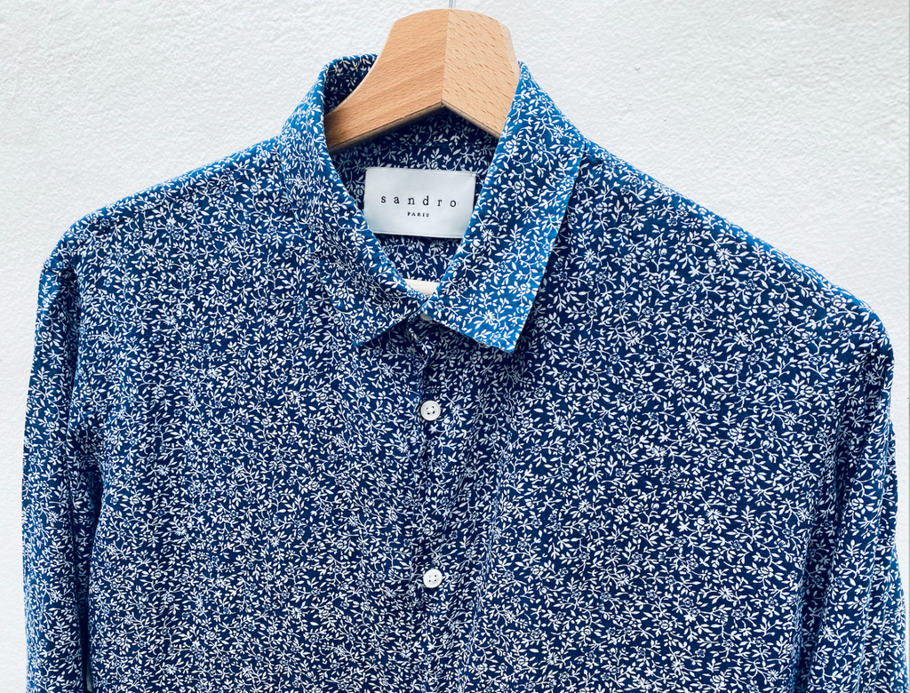 Sandro White / Blue Floral Shirt  Size S