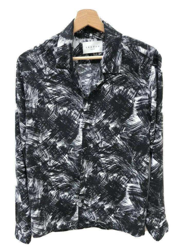 Sandro Longsleeves Black White Hawaiian Shirt  Size S