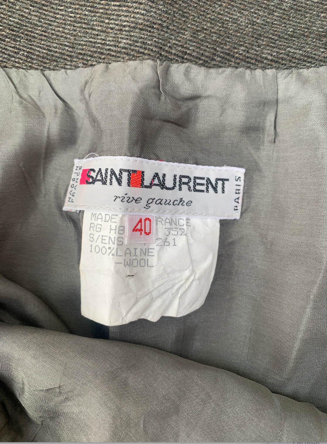 Rive Gauche  Vintage Archive Grey Wool Skirt