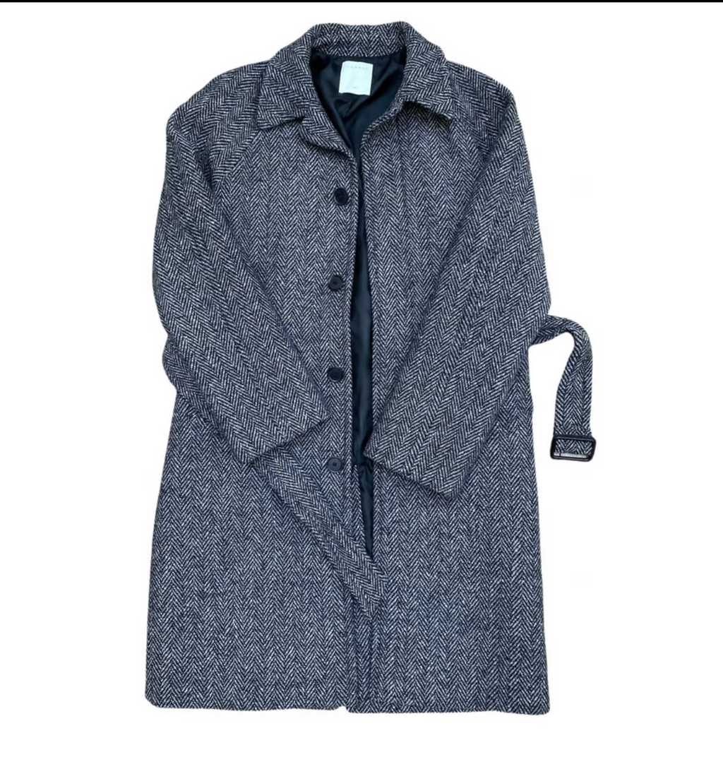 Grey Wool Belted Coat