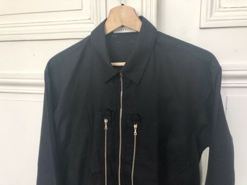 Sandro MEN BLACK ZIZI ZIPS SHIRT Size S