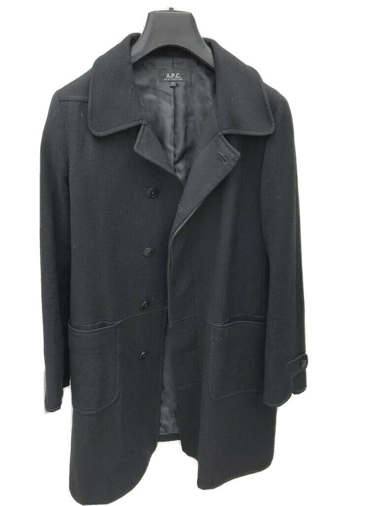 A.P.C. Black Wool Coat - 100% Wool Size M