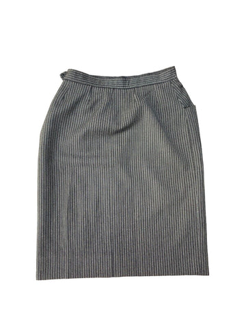 Rive Gauche   Vintage Archive Grey Wool Striped Skirt