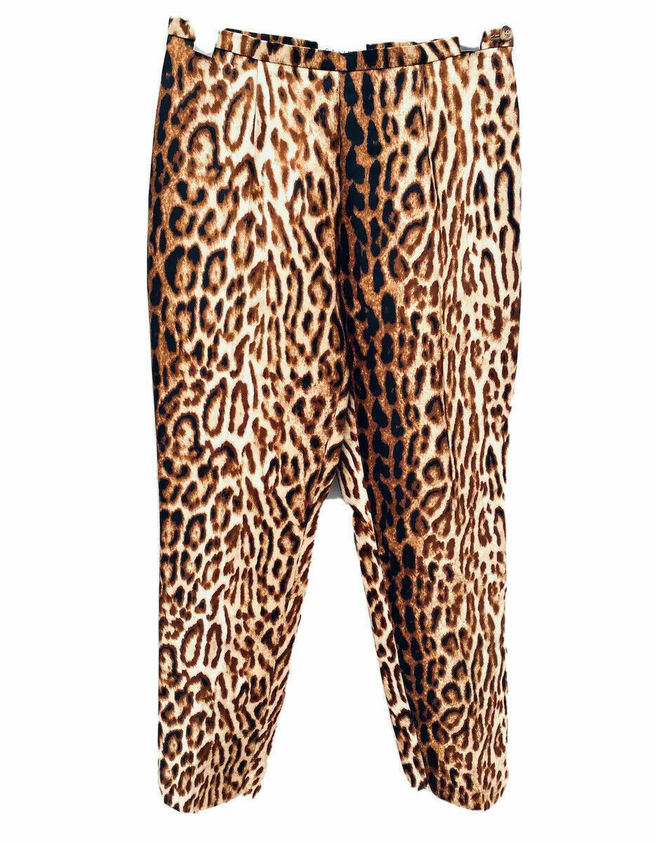 Leopard Silk Wool Pants Size 40