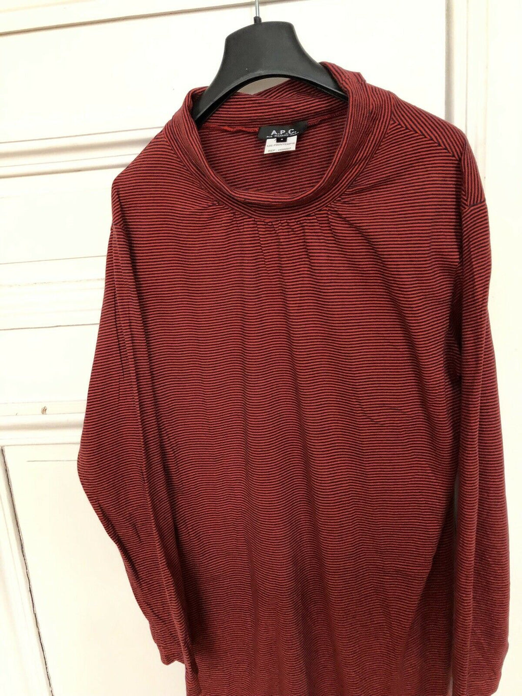 A.P.C. STRIPED DRESS BLACK RED Size S