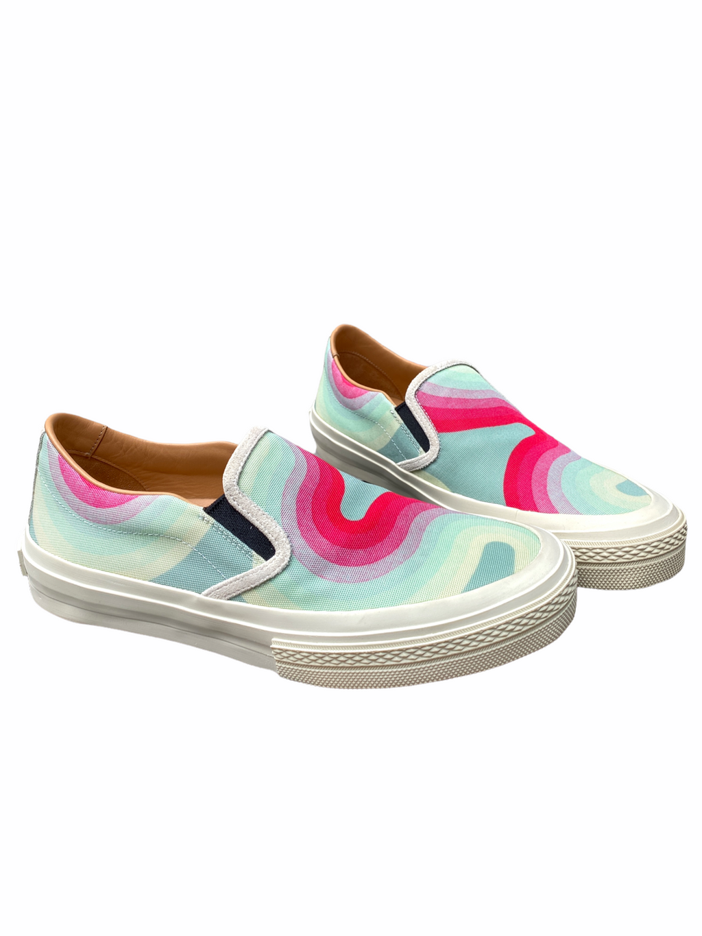 Iconic Waves patterns Blue Slip Ons