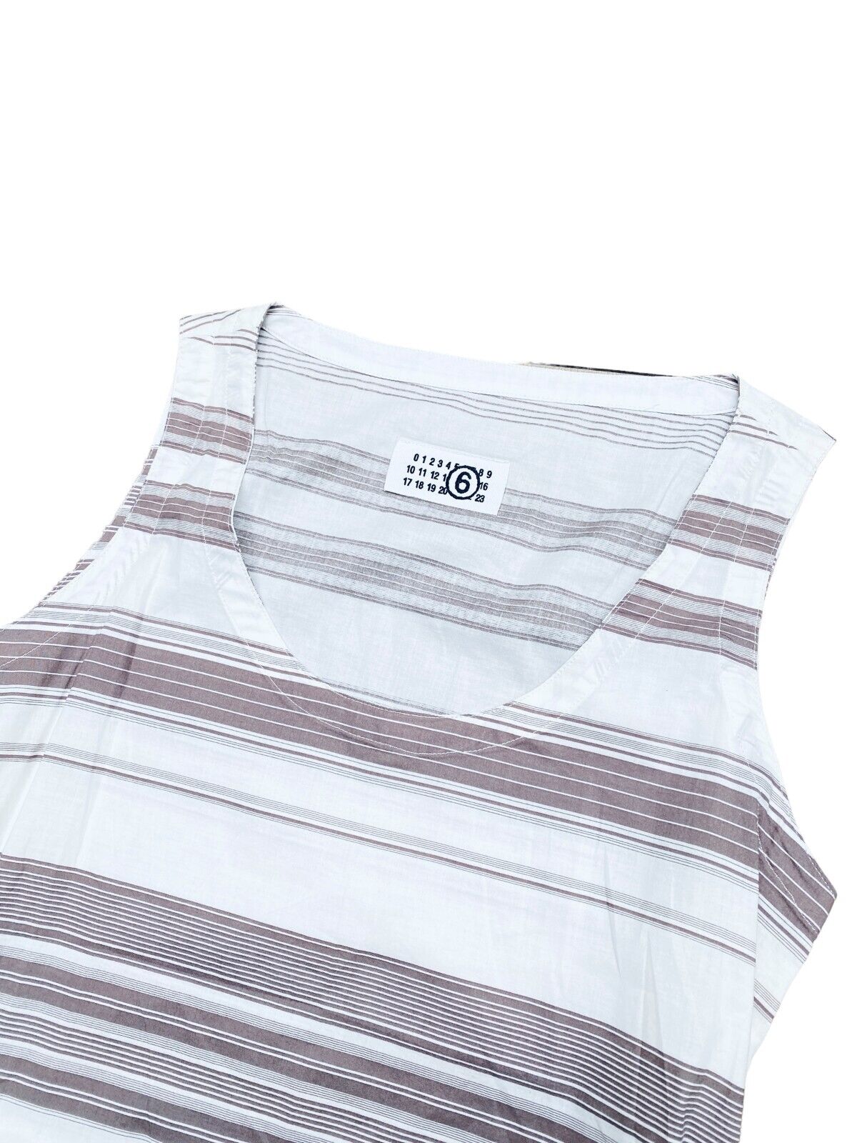 Martin Margiela  SS 2008  White brown striped tank top / Small dress  Unisex