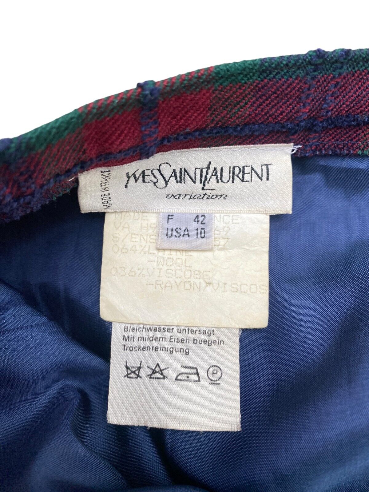 Vintage red green checkered wool skirt
