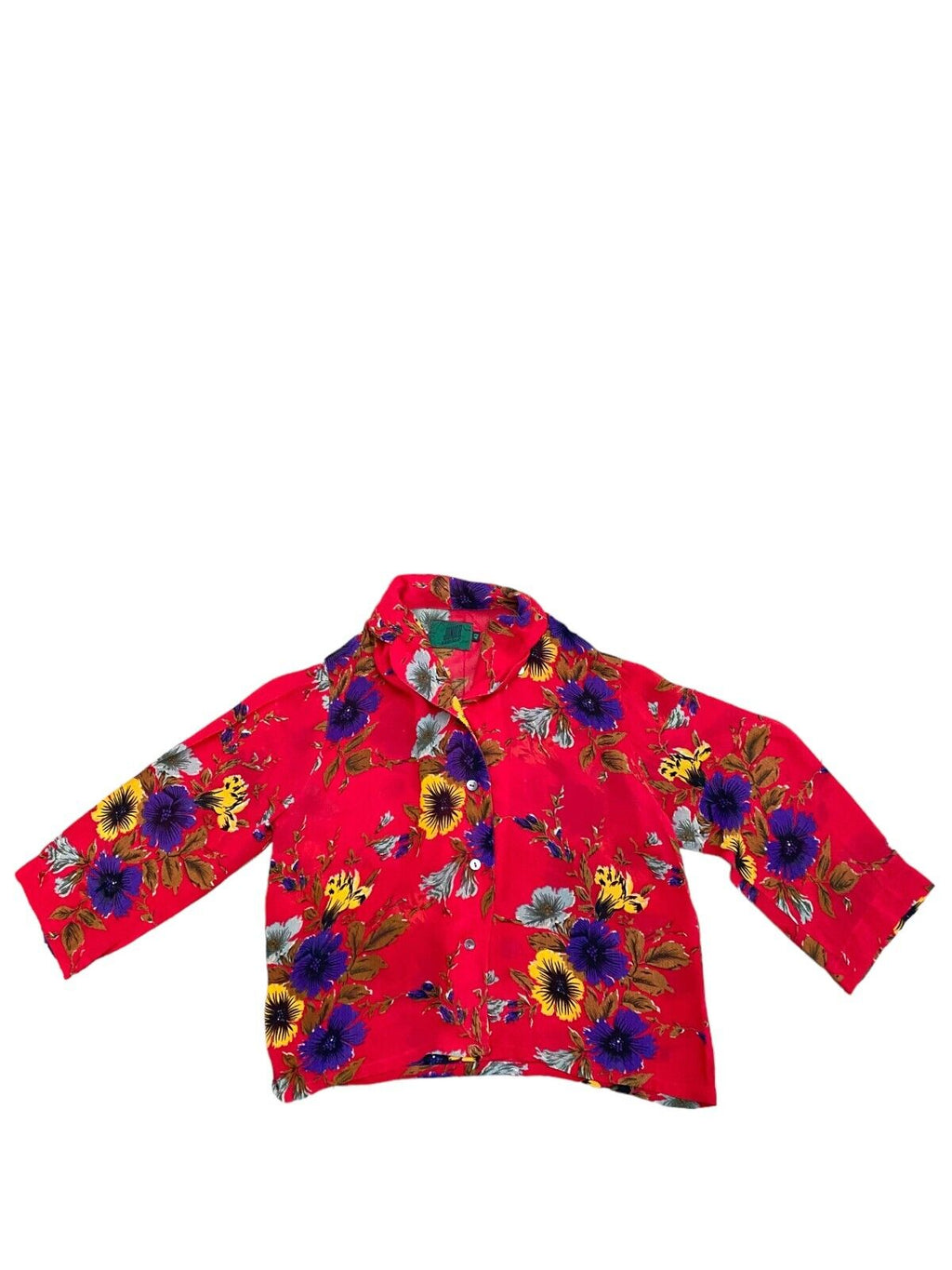 Vintage Red Floral shirt  Size 42 fits M