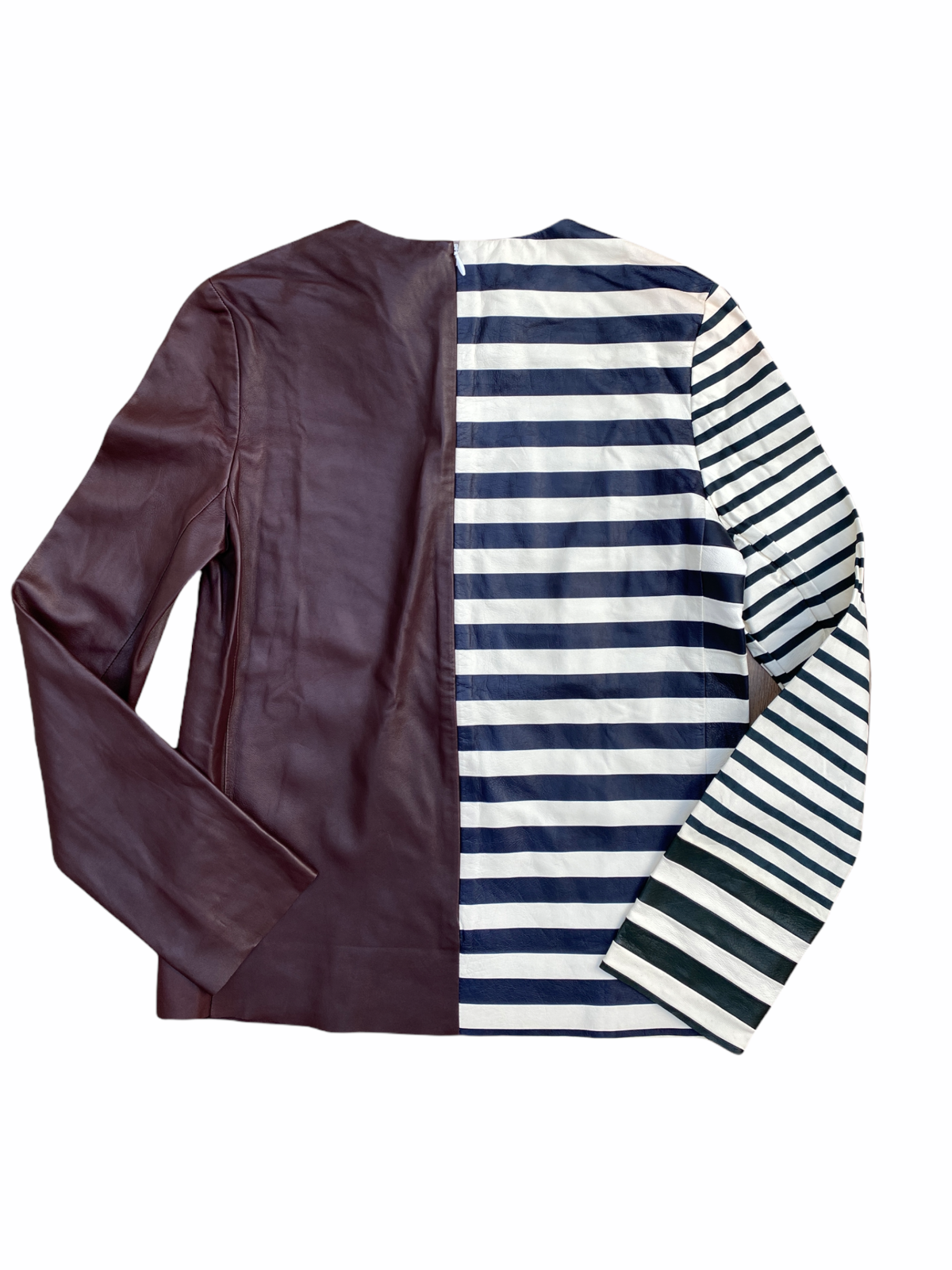 White Striped Leather Top