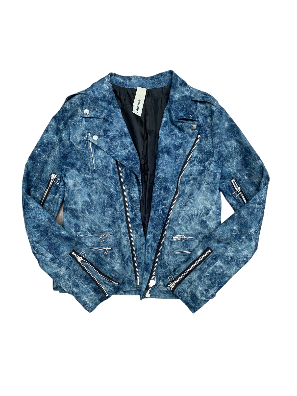 Blue Cotton Biker Jacket