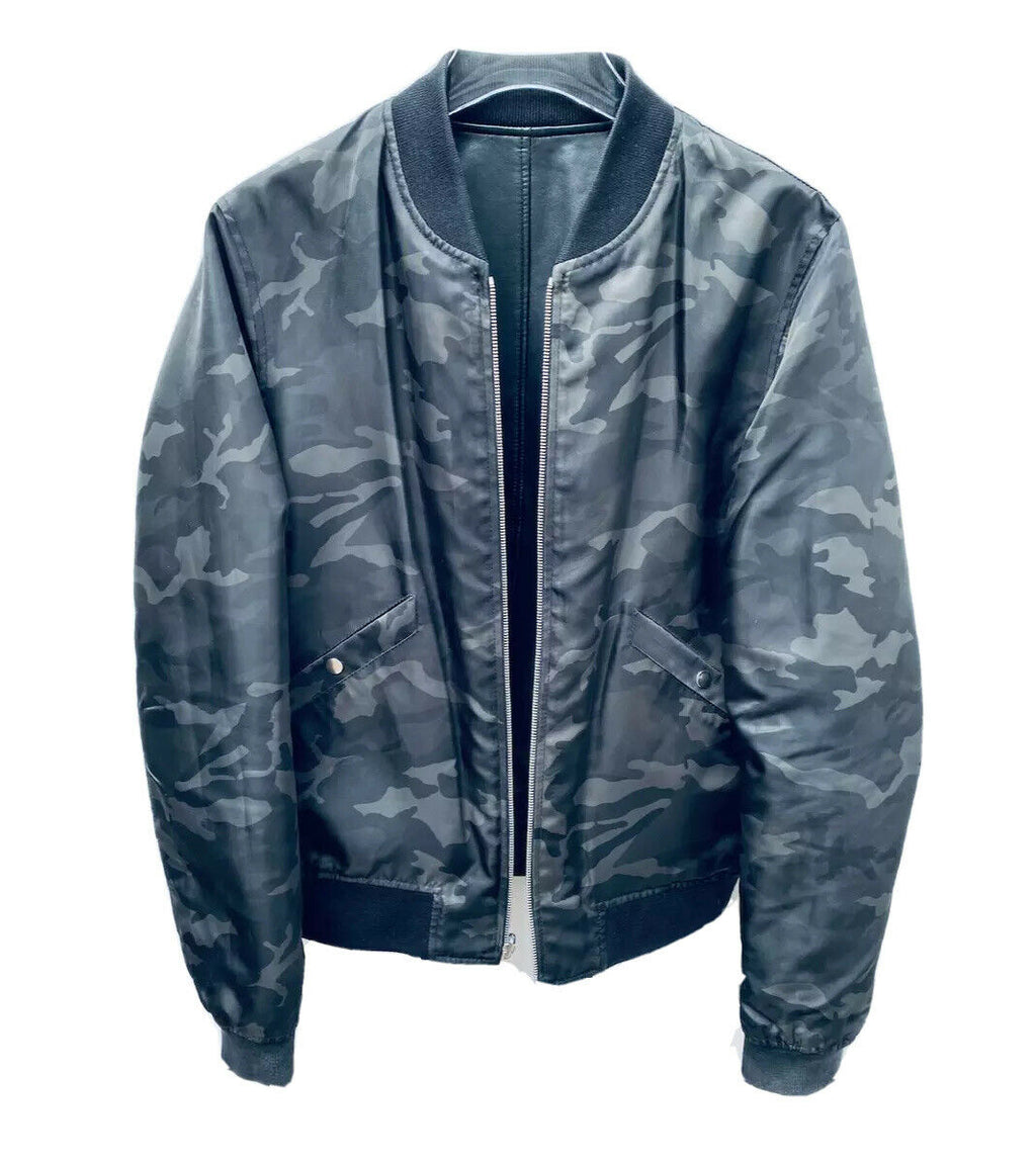 Sandro Reversible Black Leather / Camo Jacket Size M