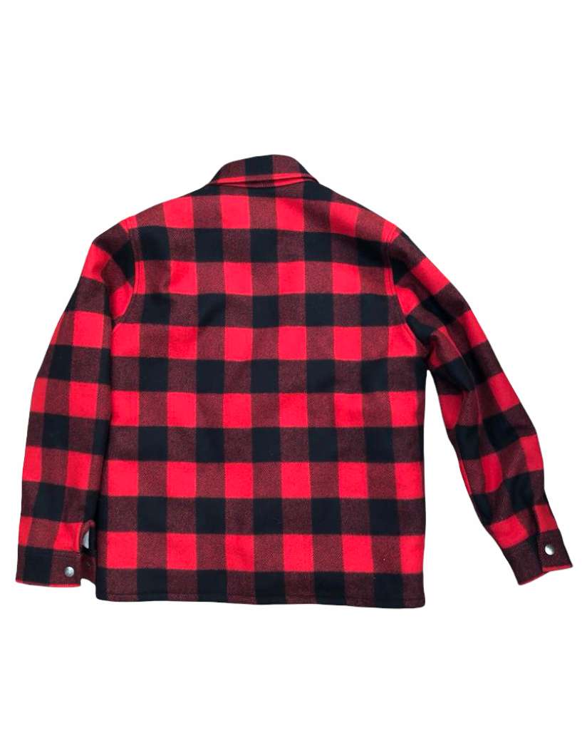 Red checkered shearling jacket