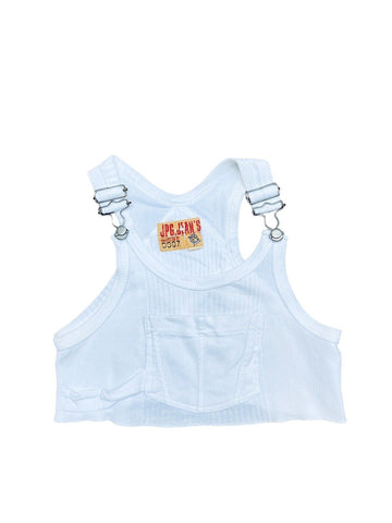 White Dungarees Crop Top Size S