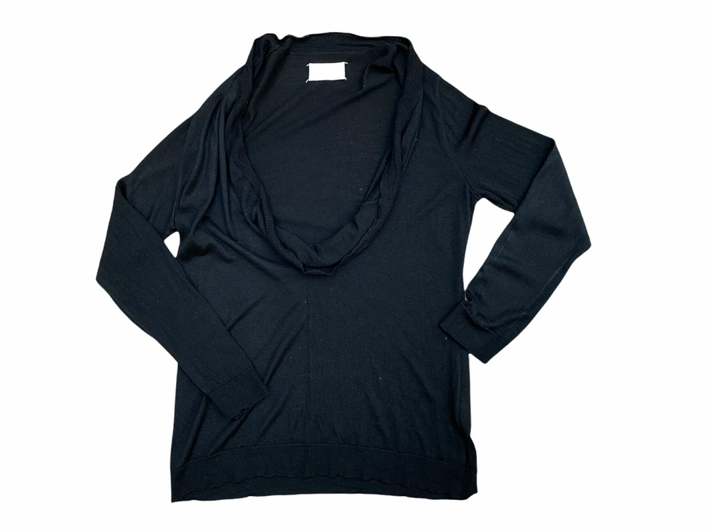 FW 2004 Black Silk Blend Sweater Wide Collar Size XL