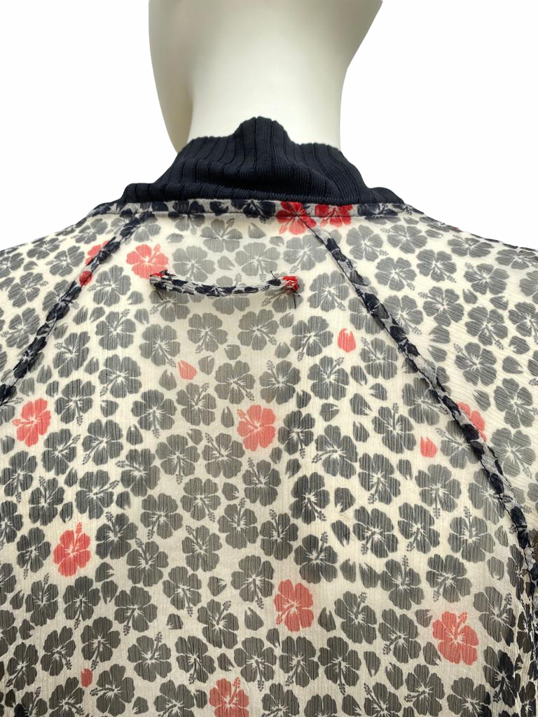 Transparent Leopard silk floral jacket