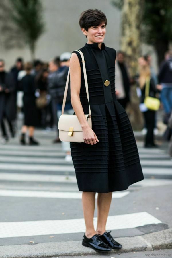 Celine Phoebe Philo 2014 Iconic Black Wool Cocktail Dress Size S