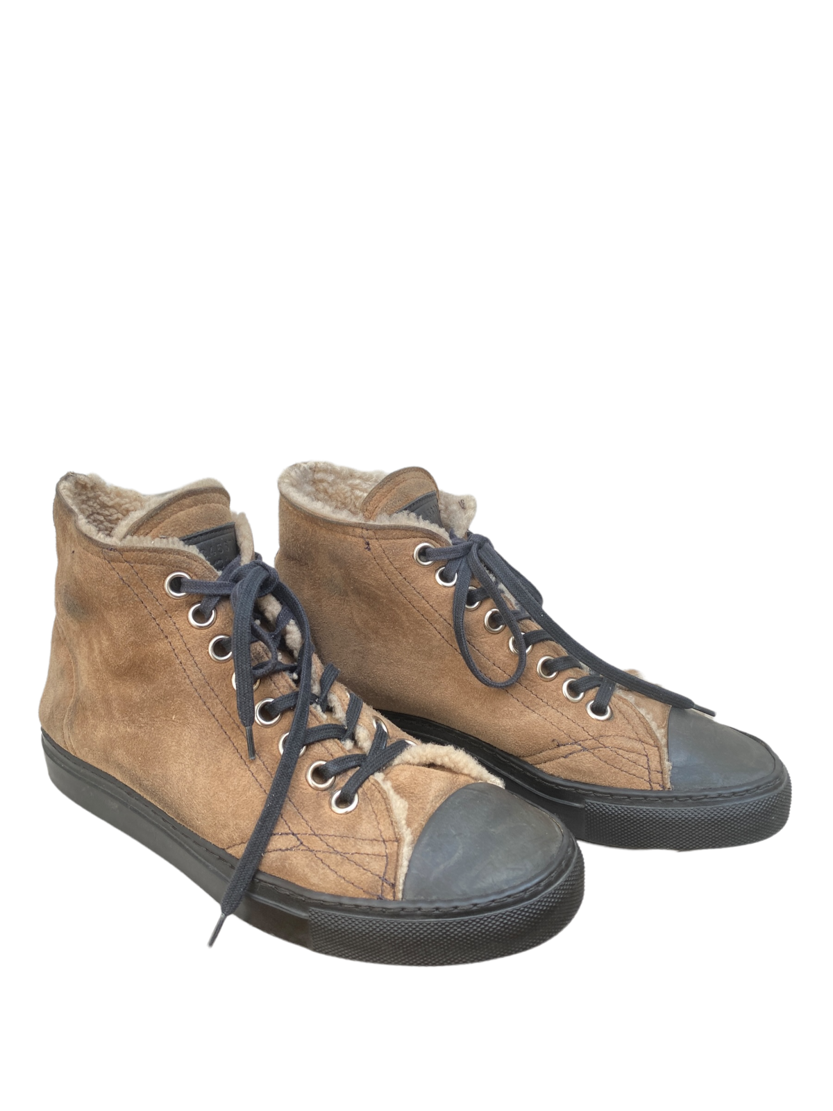 Brown Shearling Converse Sneakers