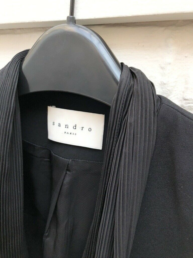 Sandro Black Built-in Scarf Blazer Jacket Size M / L