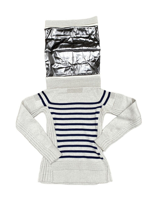 Striped Funnel Astronaut Neck Sweater  Size S Mesh