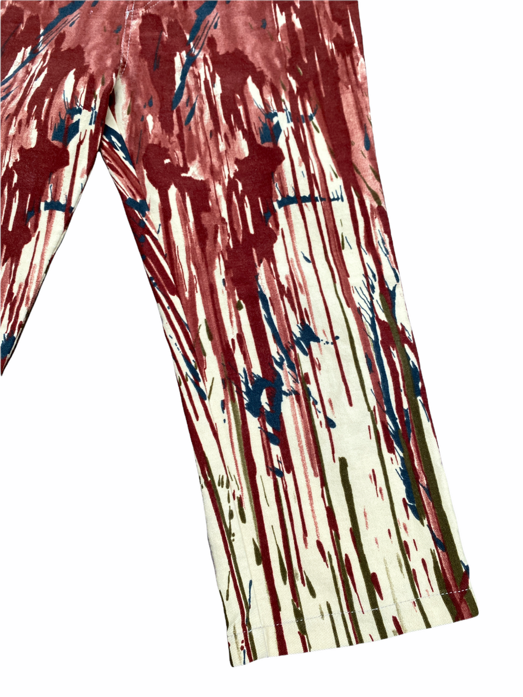 Splattered Cropped Denim Jeans Stunning Print
