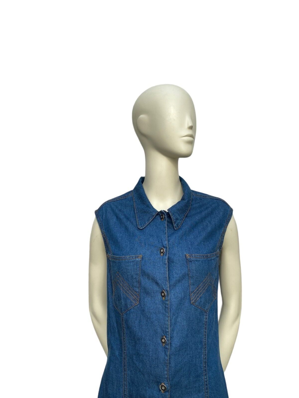 Vintage Denim Sleeveless Dress Size IT 42 EU 38 M
