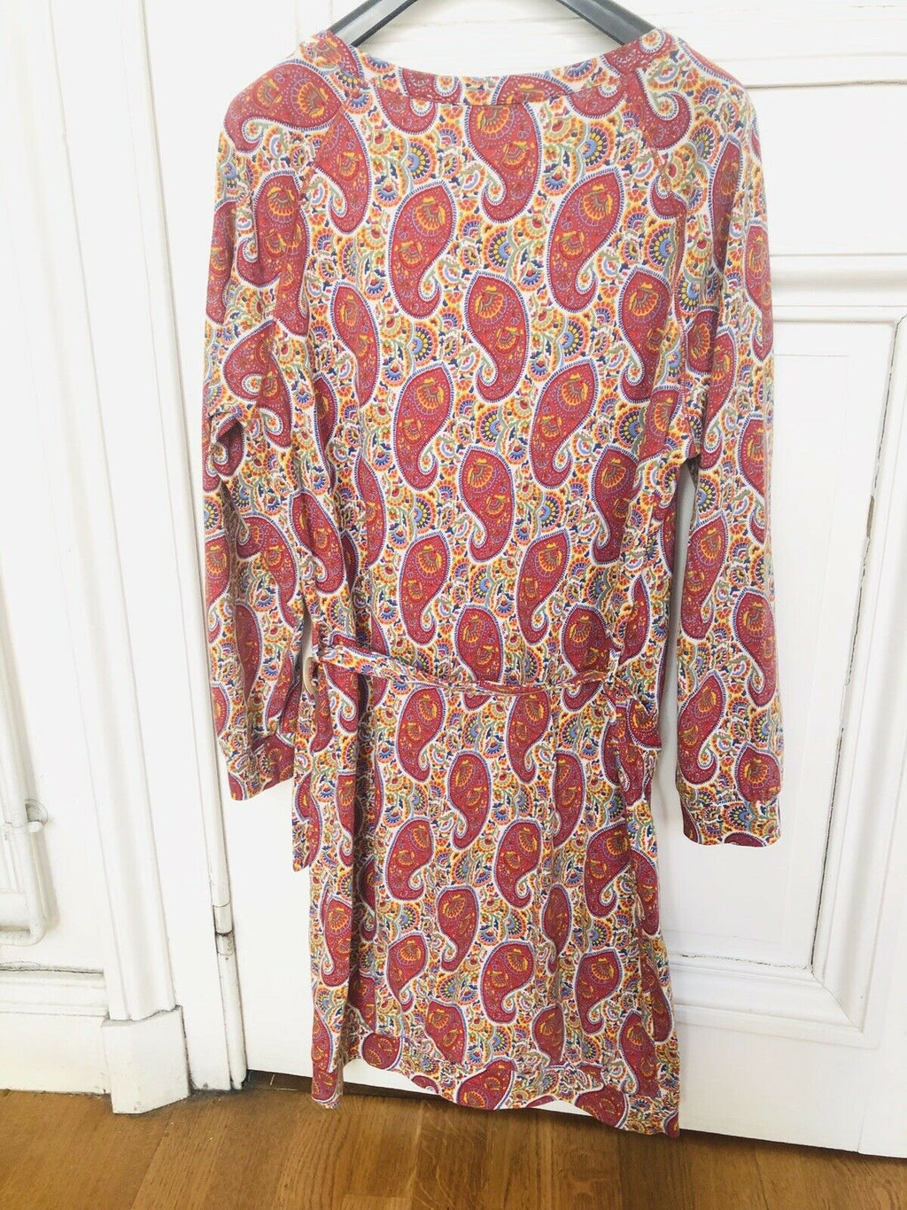 A.P.C. BELTED PAISLEY RED DRESS Size M