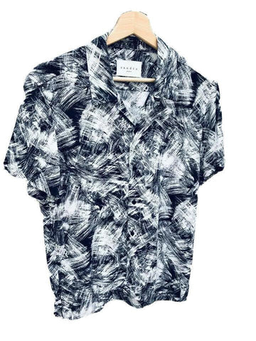 Sandro Black & White Hawaiian Shirt   Size S