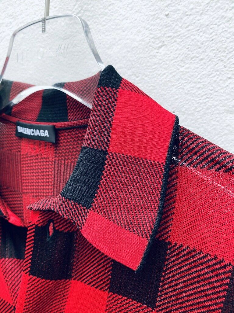 Balenciaga Checked Red / Black Shirt Size XS