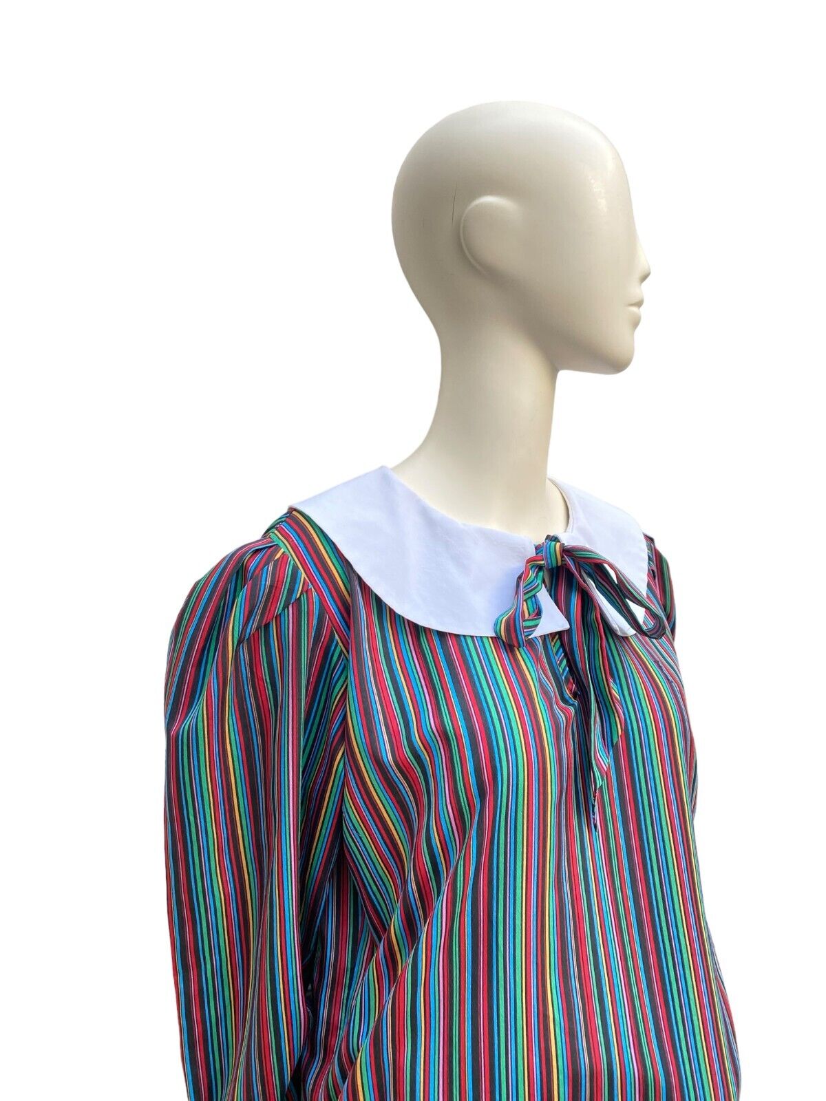 Silk Striped Blouse  Peter Pan Collar