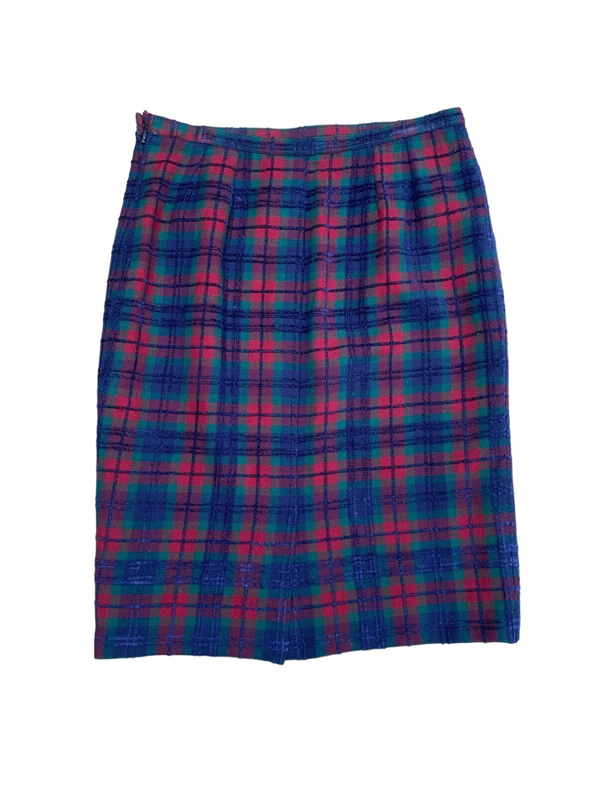 Vintage red green checkered wool skirt