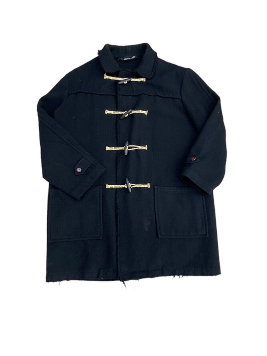 Oversized Black Wool Fringed Coat