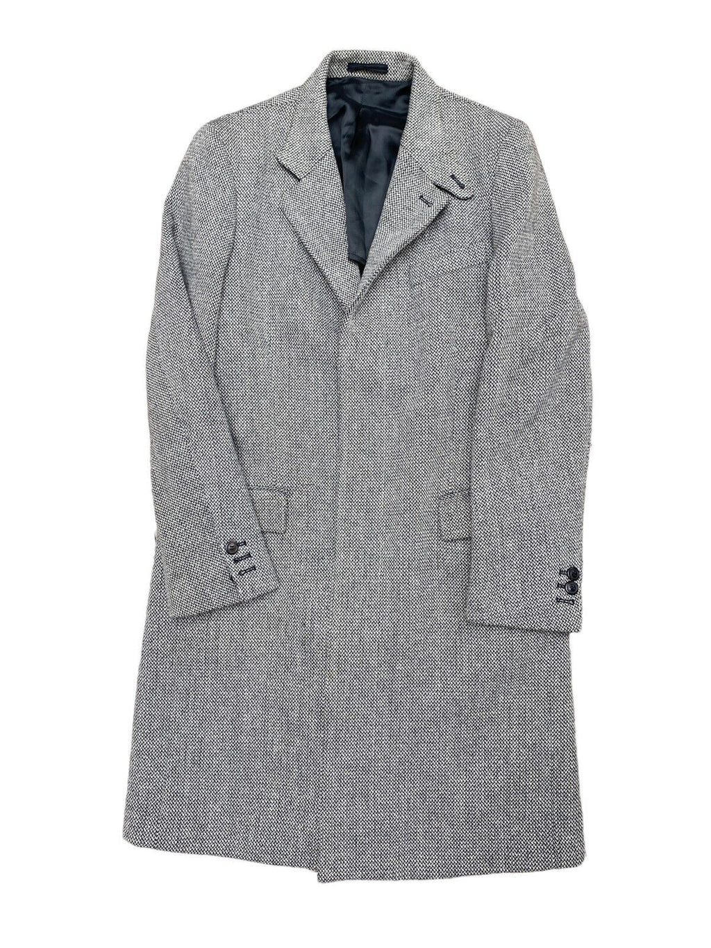 Archive FW 2004 Grey / Black Herringbone Long Coat Size 50