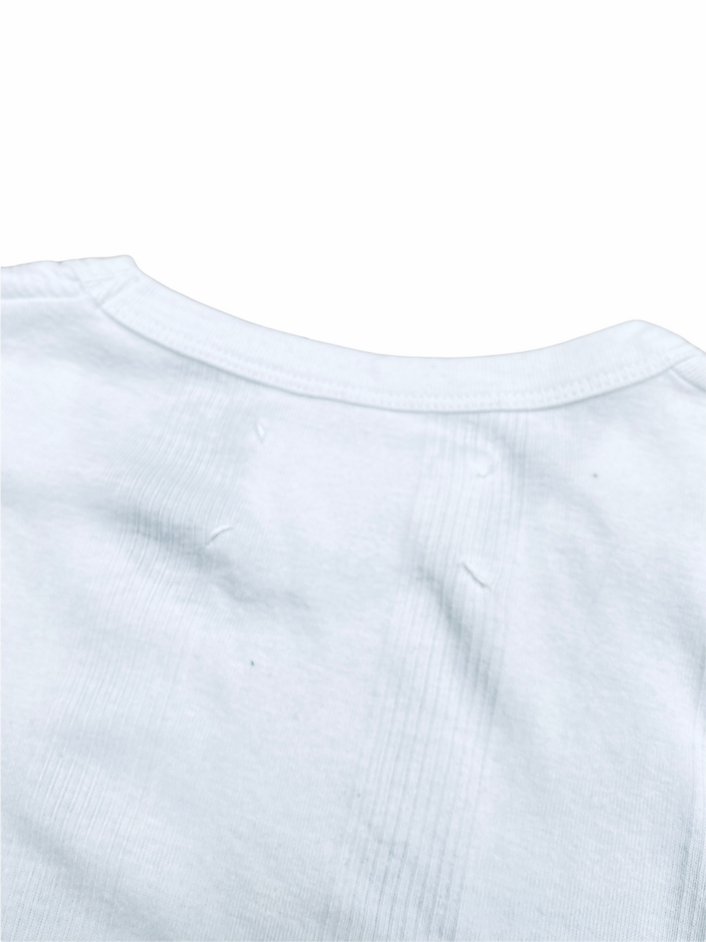 White Ribbed Knit T-shirt