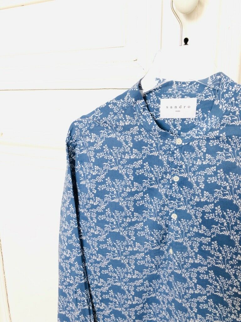 Sandro Blue Floral Shirt Size XL